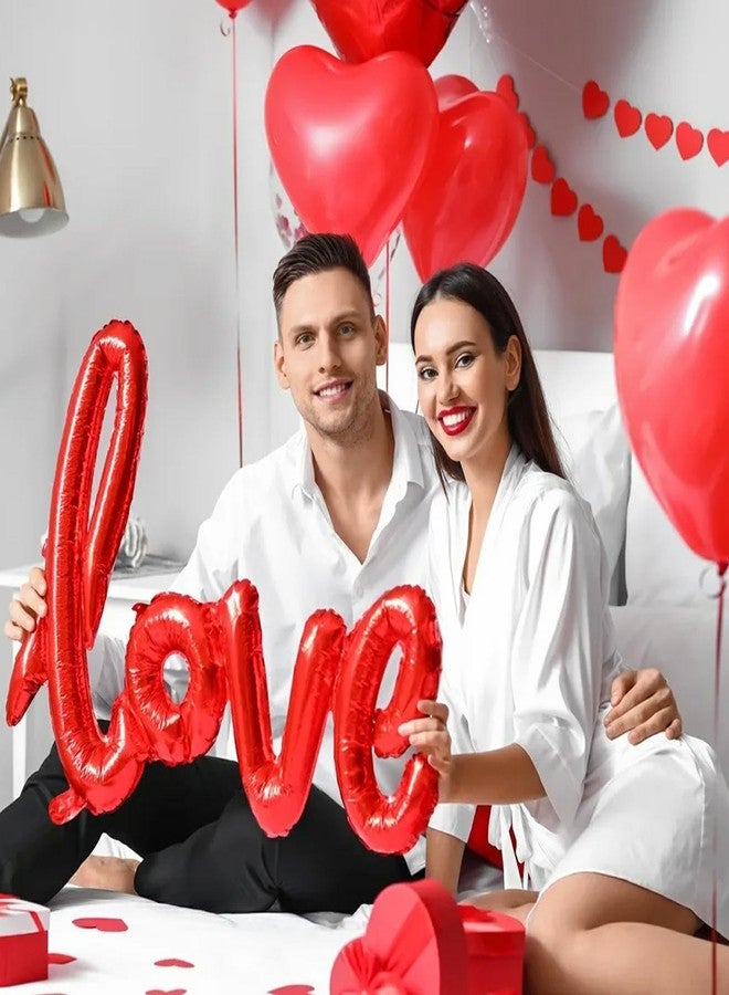 DECGOL 110PCS Valentine's Day Balloons with 1000 Pcs Silk Rose Petals I Love You Balloons 50Pcs Heart Hanging and Heart Print Balloon Set for Valentine's Day, Wedding Party Decorations Supplies - Image 4
